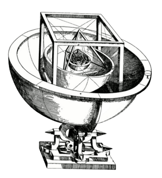 Solidi platonici e sfere astronomiche con la Terra al centro
